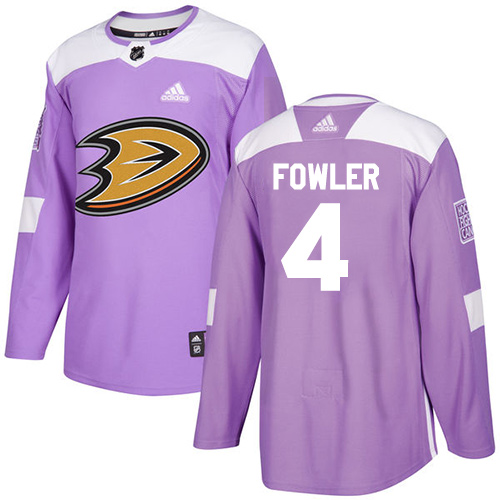 Adidas Ducks #4 Cam Fowler Purple Authentic Fights Cancer Stitched NHL Jersey